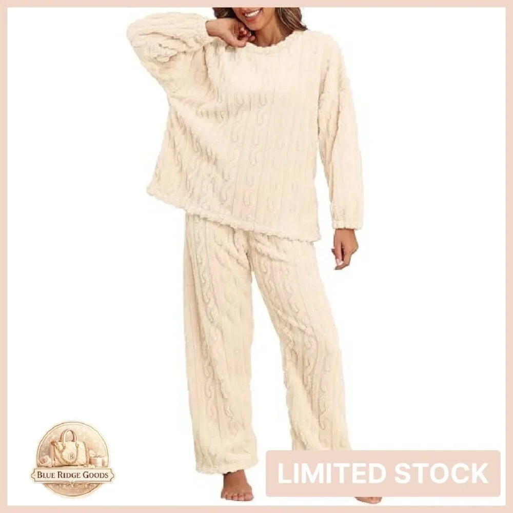 Soft Fleece Pajama Set Cozy Lounge Sleepwear Oversized Chic Comfy Plush